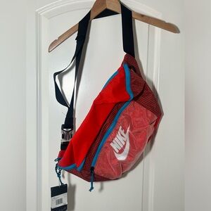 Nike Red Sling Bag with Blue Trim and White Logo NWT
